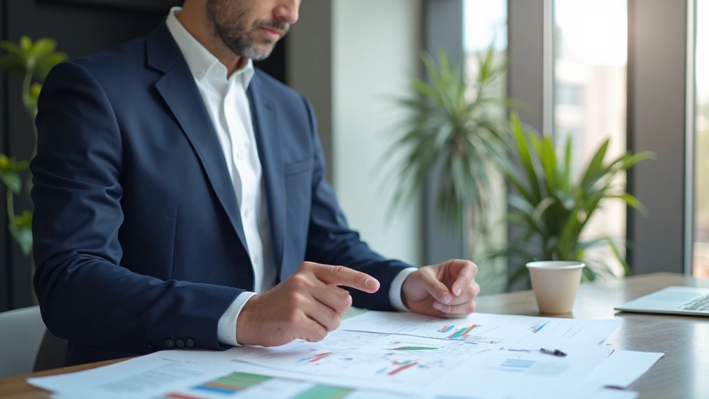 Профессиональный финансовый консультант работает с графиками и данными на столе